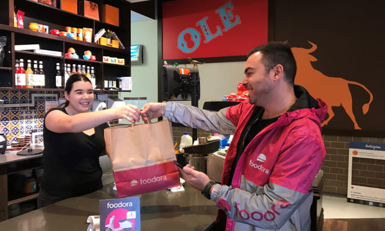 Man receiving food order